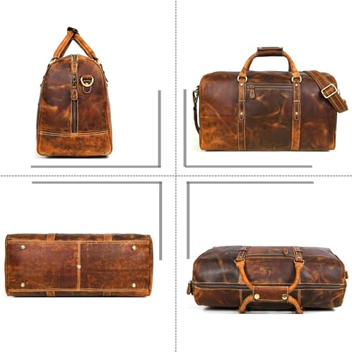 Aaron Leather Goods – Full Grain Leather Duffel Bags for Travel, Weekend, Overnight, and Sports Gym | Stylish Bags for Men and Women. - image 7