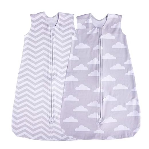 Saco de Dormir para bebé, 2 Unidades de Manta, Verano (Nube/Chevron) Gris Nube/Chevron Talla:6-12 Meses
