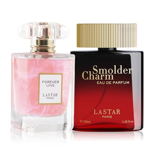 LASTAR Perfume en espray de tamaño de viaje, 100 ml + 55 ml, fragancia duradera de perfume – rosa, jazmín, cedro + cardamomo, acorde toffee, madera ámbar, perfecto para fiestas, San Valentín, Navidad