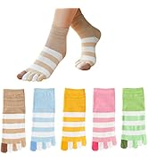SEAUR Zehensocken Damen Fünf Finger Socken Bunt Sneaker Socken Baumwolle Atmungsaktiv Streifen Bl...