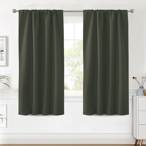 Image of H.VERSAILTEX Blackout Curtains Thermal Insulated Window Treatment Panels Room Darkening Blackout Drapes for Living Room Back Tab /Rod Pocket Bedroom Draperies (2 Panels, Olive, 42 x 63 Inch)
