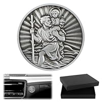 DXLing Heiligen Christophorus Auto Plaketten Ø 4cm mit Magnet und 3 Doppelseitig Nanoklebeaufkleber Gesegnet Schutzpatron der Reisenden Christopherus Auto Magnet Modern - Auto Glücksbringer