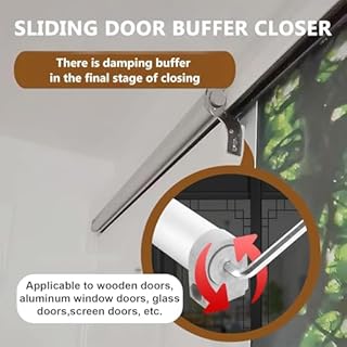 Migerlo Self Sliding Door Closer Adjustable Sliding Speed, for Door Widths from 29.5 to 51", Slideback Sliding Door Closers, Quiet Pneumatic Damping Buffering, for Patio Balconies, Kitchen