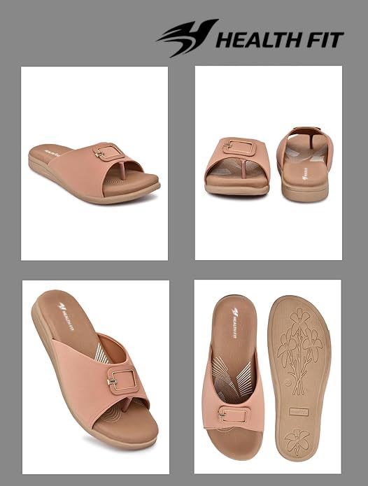 Image of HEALTH FIT EXTRA SOFT Women's Comfortable Memory Foam Doctor Slippers /Flip-Flops|Fashionable Casual & Stylish|Lightweight & Breathable|Outdoor Synthetic Casual Chappals Sandals Ladies & Girls HF27