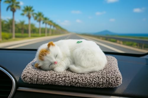 Image of Cute Sleeping Cat Soft Toy, White, Medium