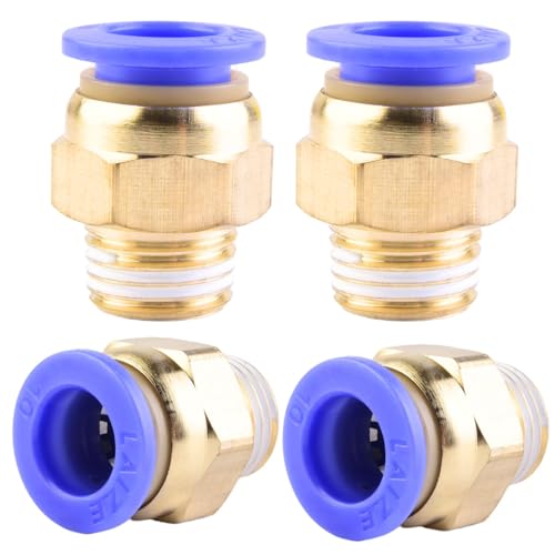 4 Stück 10mm 1/4′′PT Außengewinde gerade Push to Connect Fittings Einsteckschlauch Pneumatik Schnellverbinder