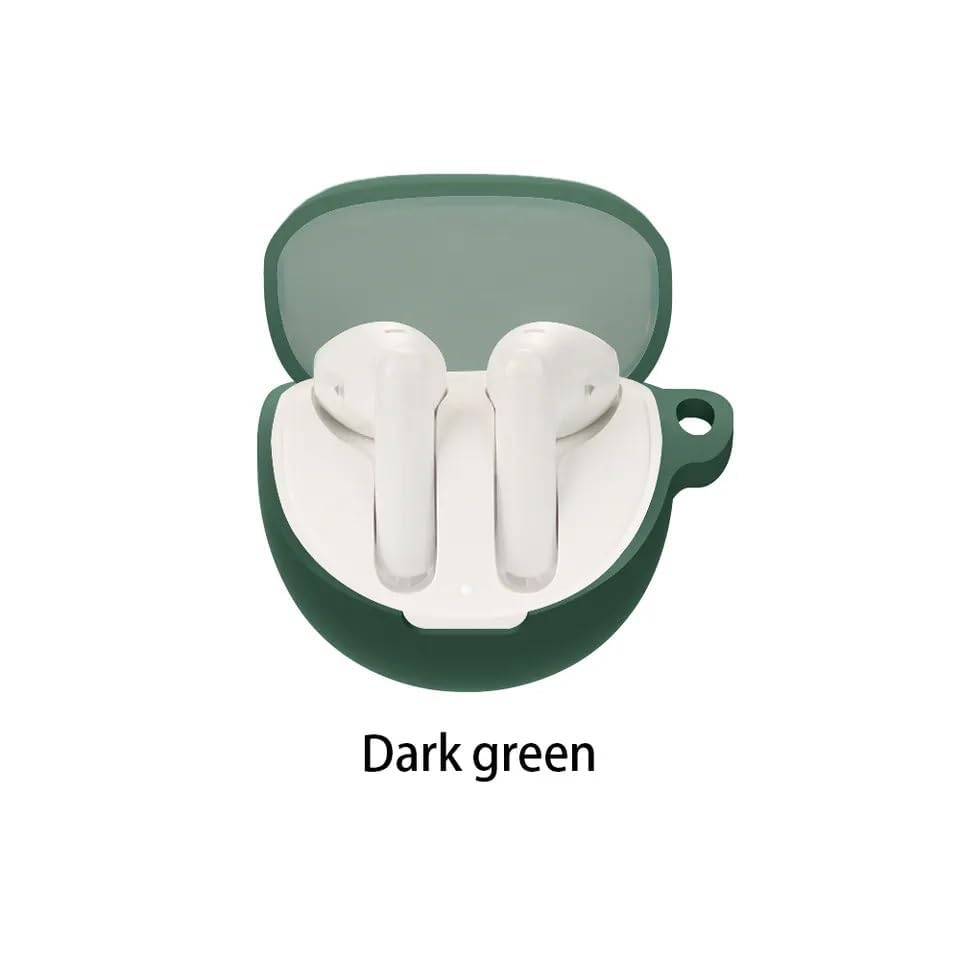 Image of Amazon Basics Case for Oppo Enco Air 3, Silicone Soft TWS Pouch with Hook, 360 Full Shock-Absorbing Protection (Green) (Cover Only)