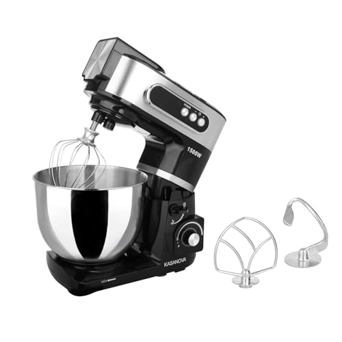 KASANOVA Robot Pâtissier Numérique 7 Litres 1500W, Robot Pâtissier Professionnel 6 Vitesses, avec Bol de 7L