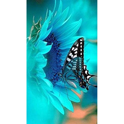 Mosaïque peinture diamant 5D papillon bleu clair pour salon chic