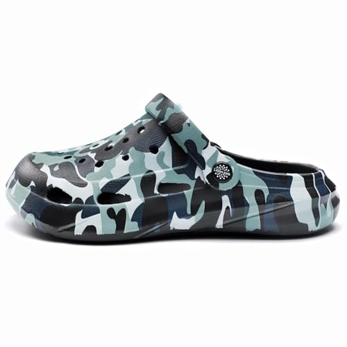Image of Kids Boys Girls Classic Camo Garden Clogs & Mules | Lightweight Summer Shoes - Quick-Dry Non-Slip Beach Clogs