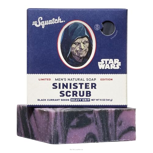 Dr. Squatch Natural Mens Bar Soap Star Wars Inspired Gifts for Men Natural Cold Process Soap Bar Sinister Scrub (5 oz)