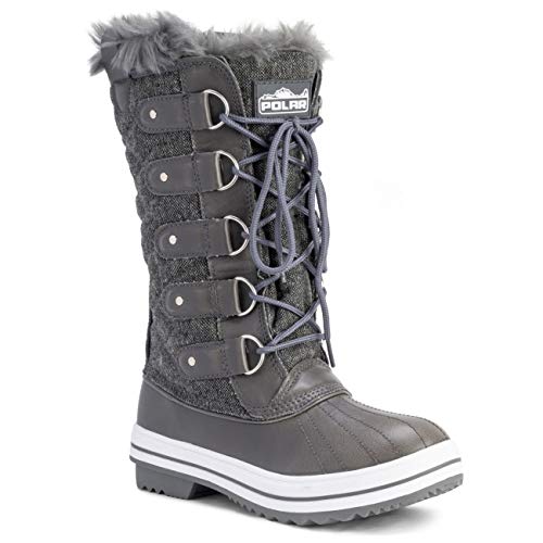 Image of POLAR Womens Snow Boot Nylon Tall Winter Fur Lined Snow Warm Waterproof Rain Boot