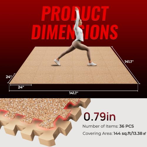 Image of SUPERJARE 0.79'' Extra-Thick 36 Pcs 144 Sq Ft Exercise Equipment Mats