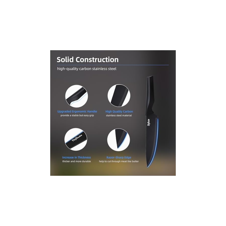 Knife-Sets-for-Kitchen-with-Block-Bifixia-15-Pcs-Knife-Block-Set-with-Built-in-Sharpener-Dishwasher-Safe-Anti-slip-Handle-Knife-Set-with-6-Pcs-Bonus-Forks-Bronze-Black Knife Sets for Kitchen with Block, Bifixia 15 Pcs Knife Block Set with Built-in Sharpener, Dishwasher Safe, Anti-slip Handle, Knife Set with 6 Pcs Bonus Forks, Bronze Black
