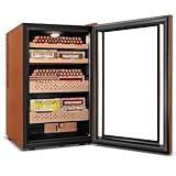 Tylza Leather Trim Cigar Humidor, 70L Cigar Humidor Cabinet with Auto Humidity & Temp Control, 550 Counts, 3 LED Lights, Spanish Cedar Wood, Cigar Humidors with Safety Lock, Gifts for Men
