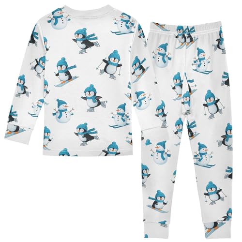 Pajama Sets Long Sleeve Winter Themed Penguin Pattern Soft Comfy Sleepwear 2 Piece PJS 3-8T3