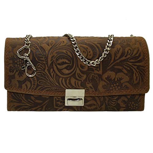 flevado Gastronomie Kellner Set Wild Leder mit Lilianen Muster im Set oder einzeln in braun (Kellnerbörse)