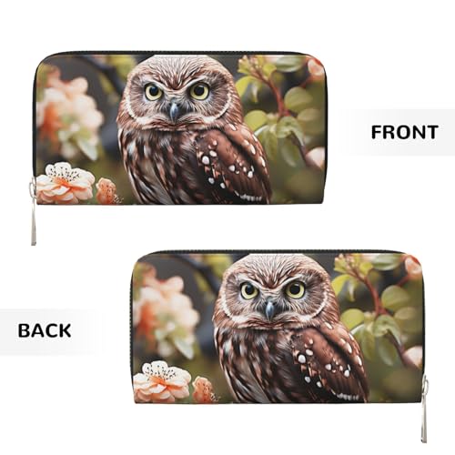 Leather Wallet for Women Long Purse Owl and Flower Womens Wallet Clutch with 8 Credit Card Holder Coin Pocket2