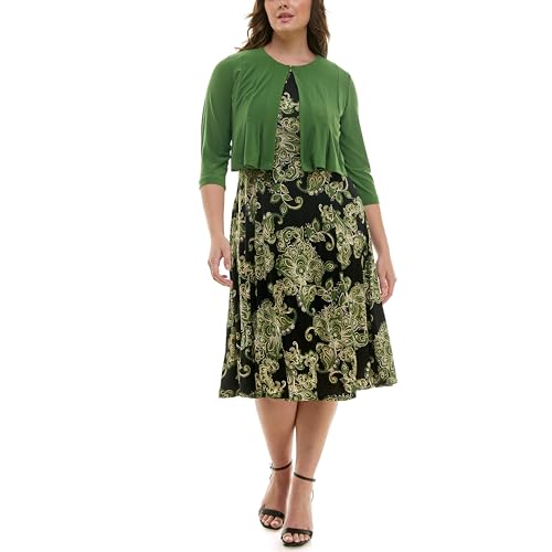 Image of Danny & Nicole Women's Solid Cardigan and Printed Dress Set
