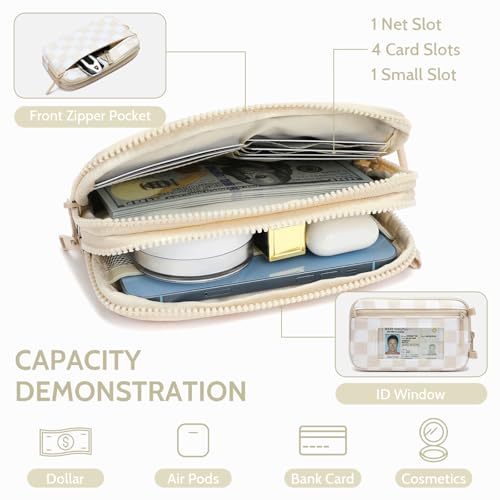 fodoko wristlet wallets for women rfid crossbody bag nylon quilted wallet with 4 zipperstravel credit cardholder cell phone