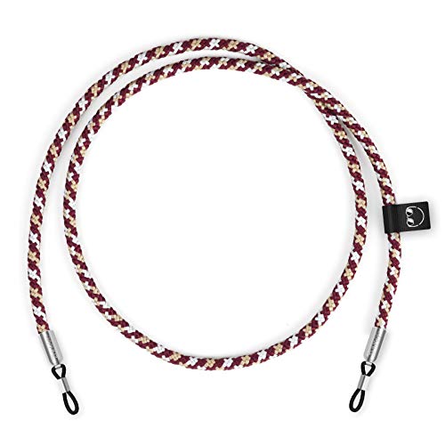 ZhinkArts Cordon à Lunettes - Accessoire pour Lunettes de Soleil et Lunettes de Lecture - Cordon à Lunettes - Choix de Couleurs, Bordeaux Camouflage/Endstück Silber, Taille Unique Cover