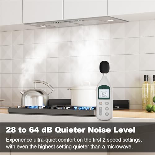 Image of HisoHu Insert Range Hood 36 Inch, 900 CFM with Ducted Convertible Ductless (Kit Included), 4 Speed Gesture Sensing&Touch Control Panel, Stainless Steel Kitchen Vent (36 Inch)