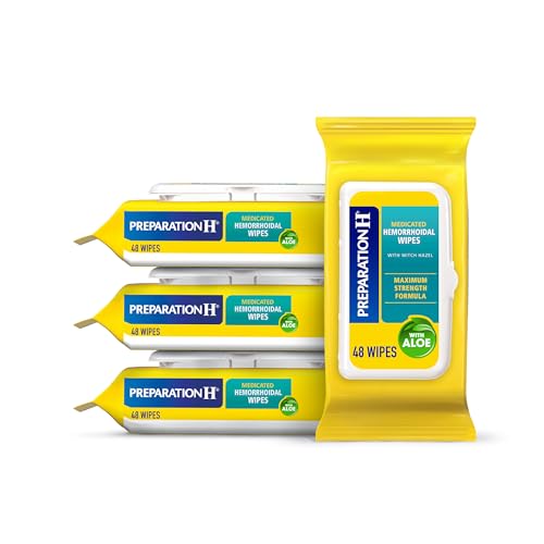 Preparation H Hemorrhoid Flushable Wipes with Witch Hazel for Skin Irritation Relief - 48 Count...