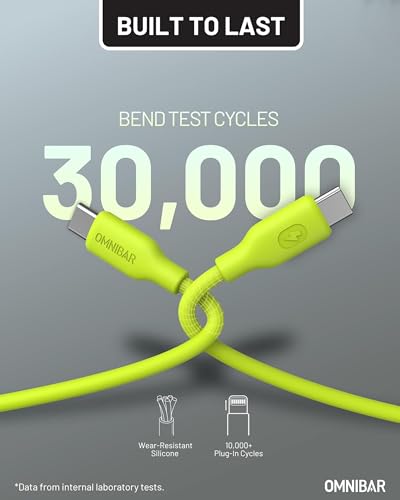 Silicone USB C to USB C Cable 6FT, 240W Fast Charging Cord, Green - Image 4