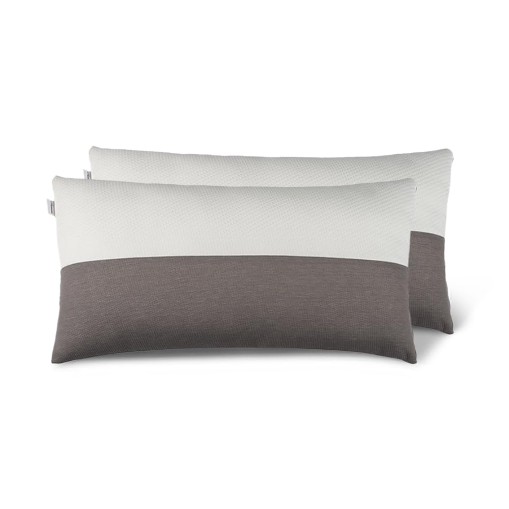 Wakefit Large Sleeping Pillow Set of 2 with Adjustable Height | 36 x 20 Inch | Soft & Fluffy Siliconized Hollow Fiber Fill, Jacquard Cover with Zipper Closure, Free Extra Filling - White & Grey discount deal