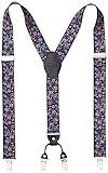Amazon Brand - Hikaro Herren Hosenträger 3,5 cm breit mit starken Clips - Blumen-Muster