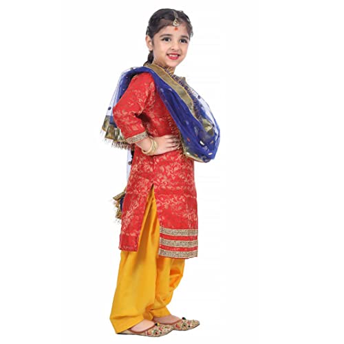 Image of ITSMYCOSTUME Punjabi Patiala Suit for Girls|Punjabi Giddha /Baisakhi /Bhangra Dance Costume for Girls