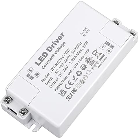 VARICART 24V LED Driver 30W LED Power Supply 1.25A, AC 240 to 24 Volt DC Transformer, Constant Voltage Switching PSU Adaptor, Low Voltage LED Transformers for LED Light Strip MR11 GU5.3 LED Bulbs Cover
