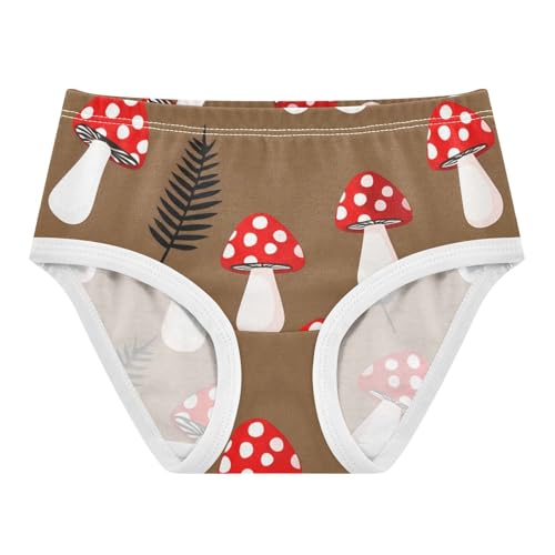Toddler Girls Underwear 2t Cotton Panties Little Girl Print Undies Kids Briefs Red Mushrooms Brown