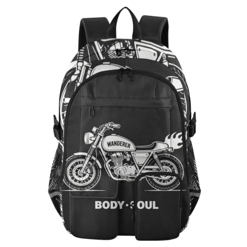 Mochila de viaje ilustrada en blanco y negro para la universidad