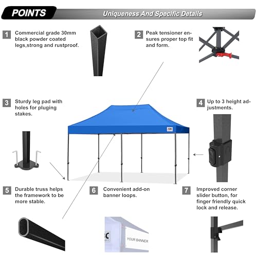 Image of ABCCANOPY Patio Pop Up Canopy Tent 8x16 Commercial-Series (Blue)