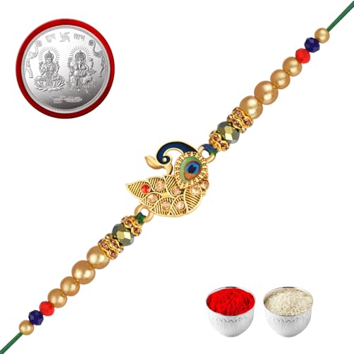 Image of De Marquis Send Rakhi Set for Brother | 1 Rakhi + 1 Coin | Roli-Chawal pack | Greeting Card | Rakhee Gift | Rakshasutra | Happy Rakshabandhan