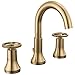 Delta Faucet Trinsic Widespread Bathroom Faucet 3 Hole, Gold Bathroom Faucet, Diamond Seal Technology, Metal Drain Assembly, Champagne Bronze 3558-CZMPU-DST
