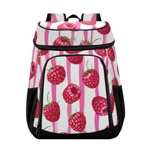 Raspberry Pink Cooler Backpack Leakproof Insulated Lunch Cooler Bag 30 Cans Camping Backpacks for Road Trip Picnic Beach