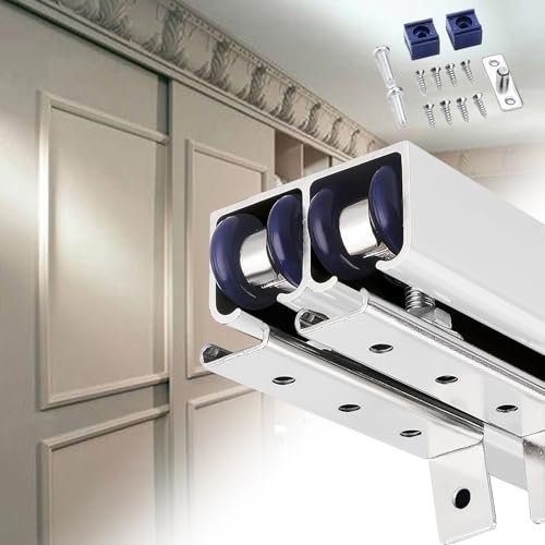 Kit de herrajes para puerta corredera de granero, sistema de aluminio con ruedas ajustables para una fácil instalación, ideal para proyectos de decoración del hogar y renovación