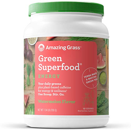 Amazing Grass Green Superfood Energy: Super Greens Powder & Plant Based Caffeine with Matcha Green Tea, Watermelon, 100 Servings Amazing Grass Green Superfood Energy: Super Greens Powder & Plant Based Caffeine with Matcha Green Tea, Watermelon, 100 Servings