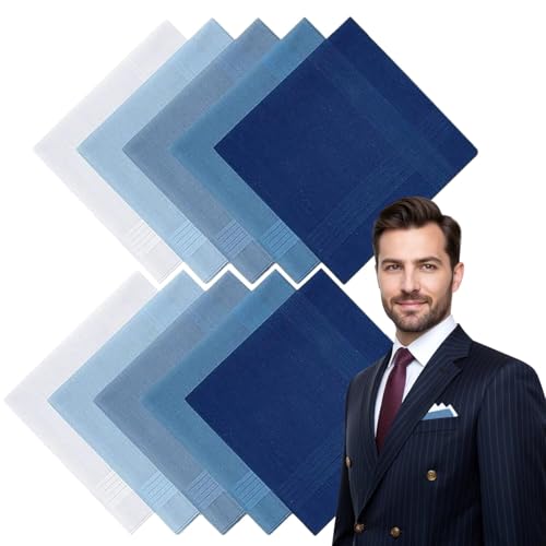 La Mejor Lista de Pañuelos para Hombre Top 5. 43 10 Piezas Pañuelos de 100% Algodón, Pañuelos para Hombre Traje 40 X 40cm, Accesorios para Traje de Hombre, para Bailes, Fiestas, Reuniones de Negocios