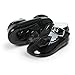 ESTAMICO Infant Baby Girls Bowknot Mary Jane Toddler Sneakers Prewalker Wedding Dress Shoes Black, 12-18 Months