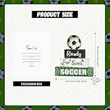 Smile Soccer Wooden Block Decor Set, 4-Piece Ready For Some Soccer Blocks & Soccer Ball Tiered Tray Tabletop Signs for Game Day & Sports Party Decorations