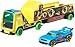 Hot Wheels Toy Car & Truck, Super Rigs 1:64 Scale Race Car & Matching Semi Truck Transporter (Styles May Vary)