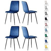 mcc direct Set of 4 Designer Velvet Fabric Dining Chairs Metal Legs Lexi Chairs (Blue)