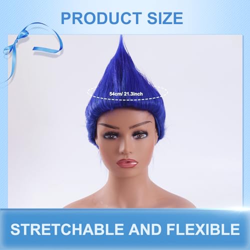 Image of Blue Wigs for Halloween Cosplay Cosplay Crazy Wigs for Men Silly Wigs for Party