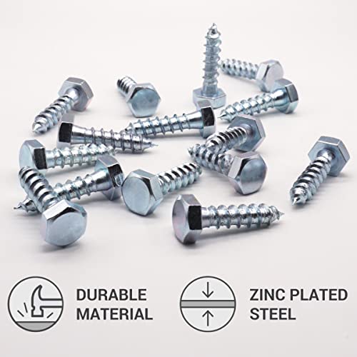 SKIR'CO (6 pcs) DIN 571 Zinc Plated Steel Hexagon Head Wood Screws M10 x 40 mm, Coach Screws, Hex Screw, Lag Bolts - Image 3