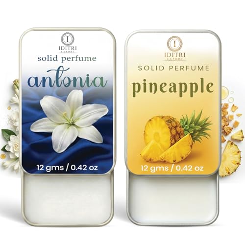 Image of IDITRI EXPORT Solid Perfume |pineapple&Antonia Alcohol Free Wax Perfume Balm, Long Lasting | Pocket Tin 12g, Pack Of 2| Non Greasy Smooth Glide, Travel Friendly Men And Women