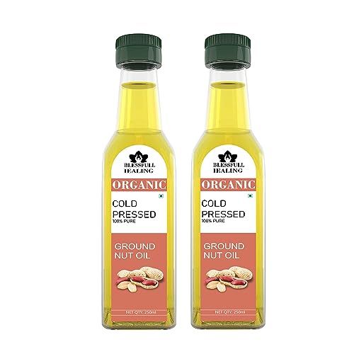 Blessfull Healing Organice Cold Pressed Ground Nut Oil For Healthy Cooking 250 ml / 8.45 fl oz Pack Of 2