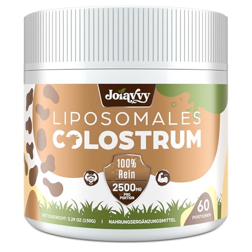Liposomales Colostrum Pulver 2500mg, 60% IgG Hochdosiertes Kolostrum, Bovine Colostrum Pulver from Grass-Fed, 5X Konzentration Immunoglobuline, Reines, Ohne Zusätze